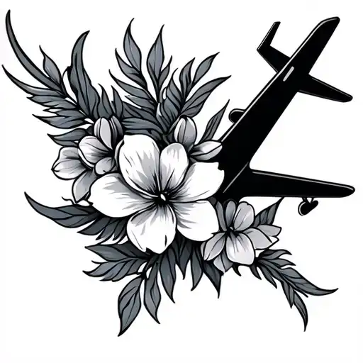 Flowers On Airplane Wings Sunset Sky