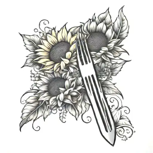 Fork And Sunflowers