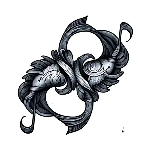 Gemini And Pisces Twin Music Note Intertwined