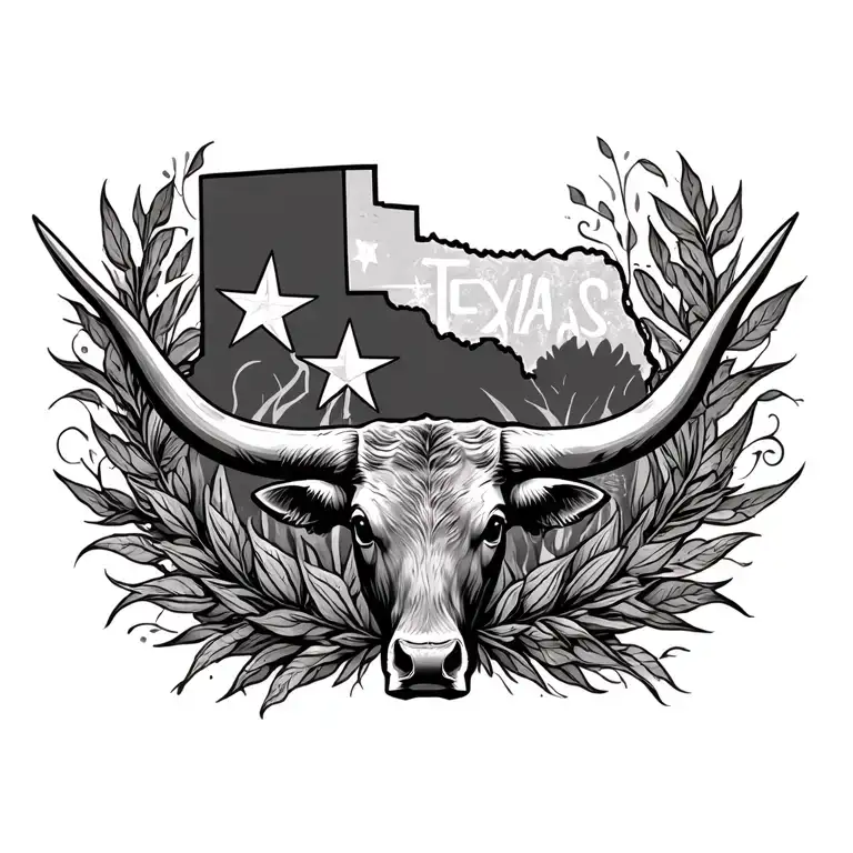 State Of Texas And Texas Longhorn Inside