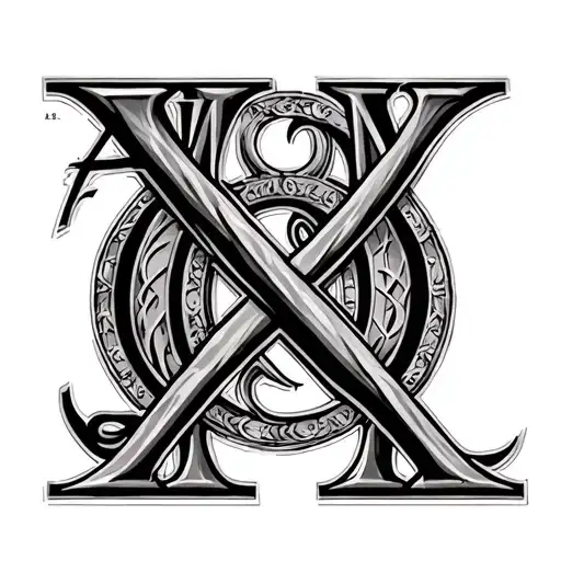 Roman Numerals Intertwined Name Written