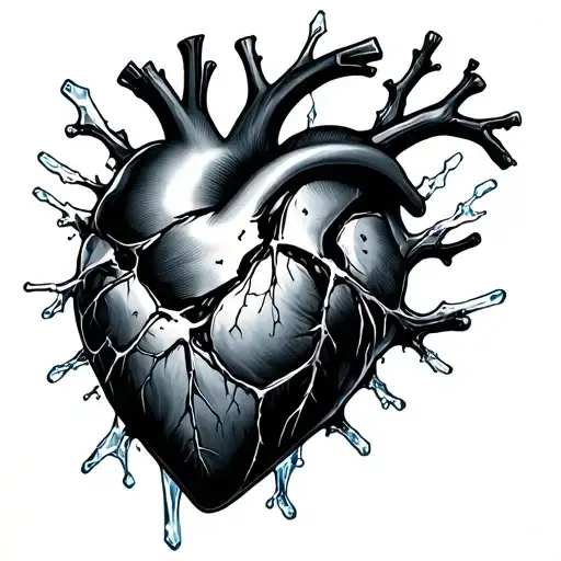 Skeletonized Heart Torn Apart With Ice