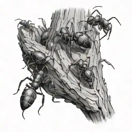 Ants Crawling On A Tree Over A Hand Scorpio Feel Anime Possibly Sketch Pencil