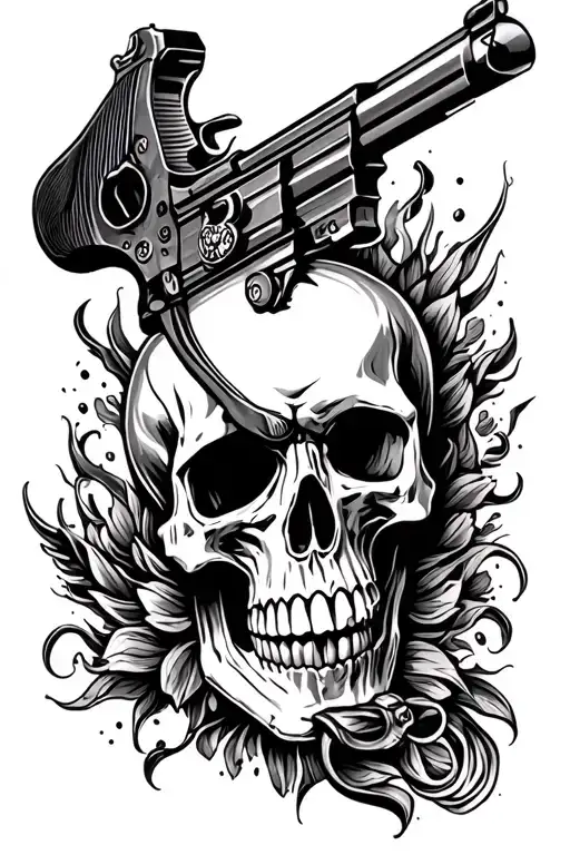 Skull And Gun Shooting