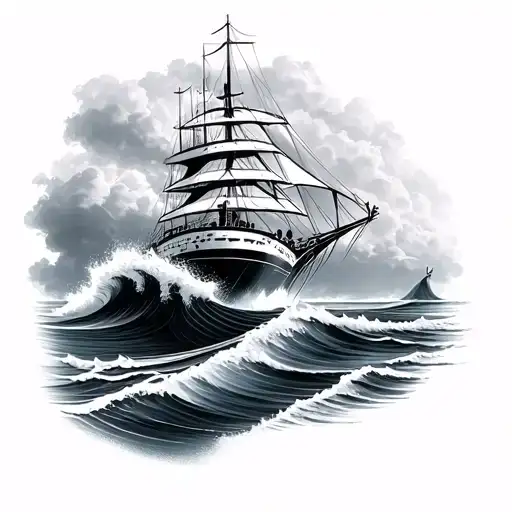Three Waves That Go Into A Small Cruise Ship