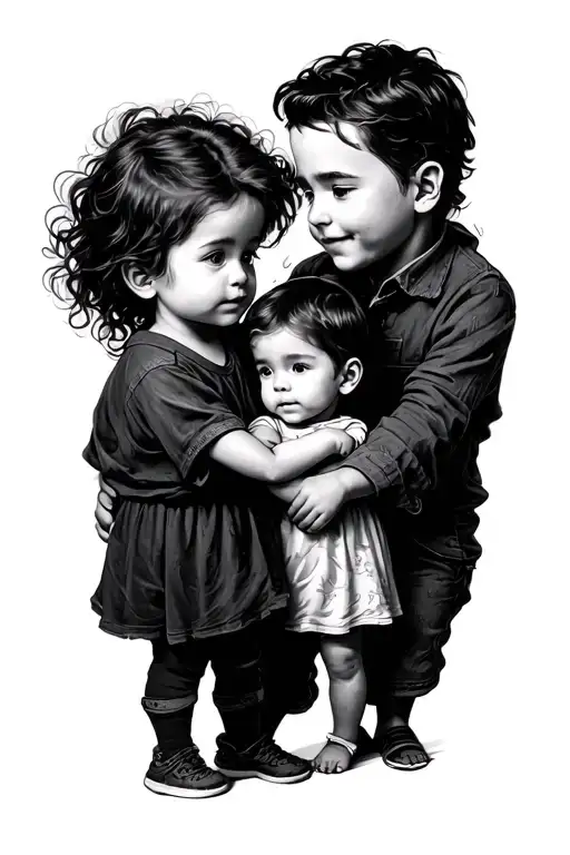 Dad Two Children Mathias And Alice