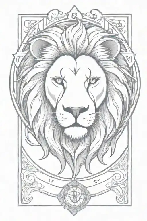 Tarot Card With Words Featuring Lion Head