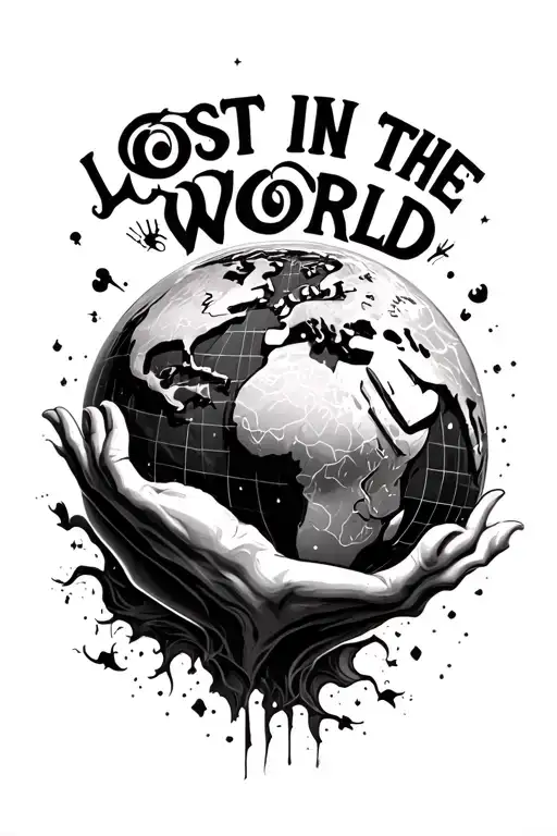 Lost In The World With A Globe And Human Coming Out Of The Globe Font