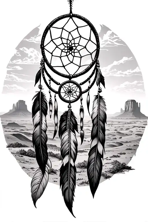 Monument Valley With A Dream Catcher Entangled