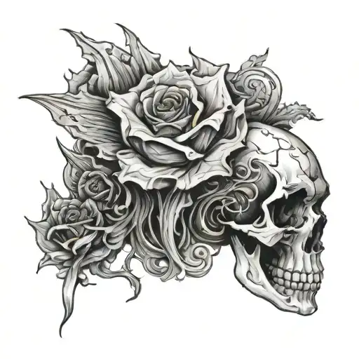 Sketch Of A Sleeve In The Style Of A Gloomy Bone