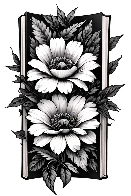 Open Book With Flowers