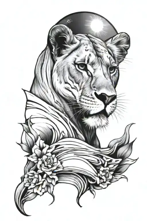 Lioness With Sun And Moon