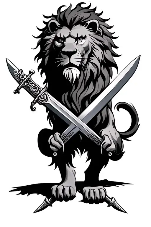 Lion With 2 Swords Crossed