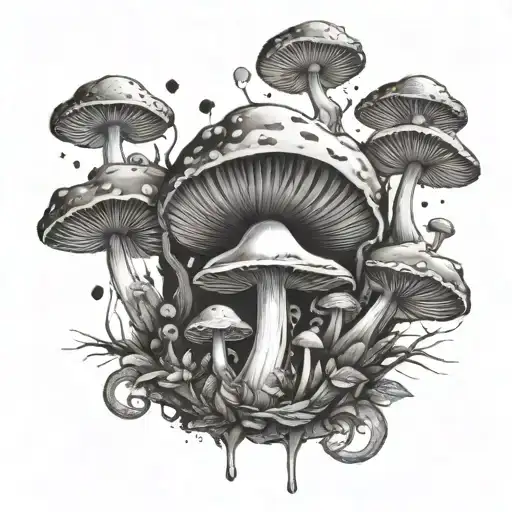 Mushrooms And Space Surrounded