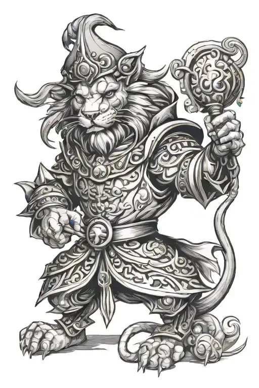 Anthropomorphic Lion Warlock In Jester's Outfit
