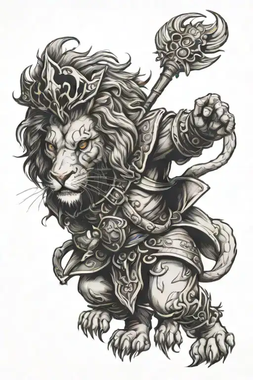 Anthropomorphic Lion Warlock Necromancer In Jester's Outfit