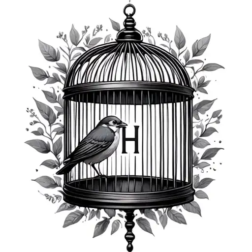 Bird Cage With A H In It Instead Of A Bird