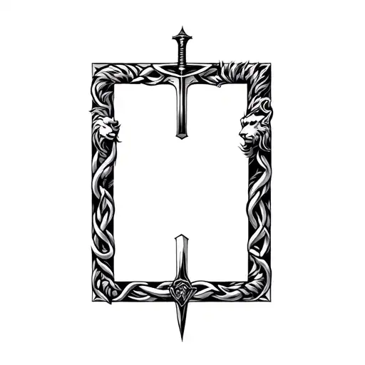 Gaelic Lion With A Sword Intertwined