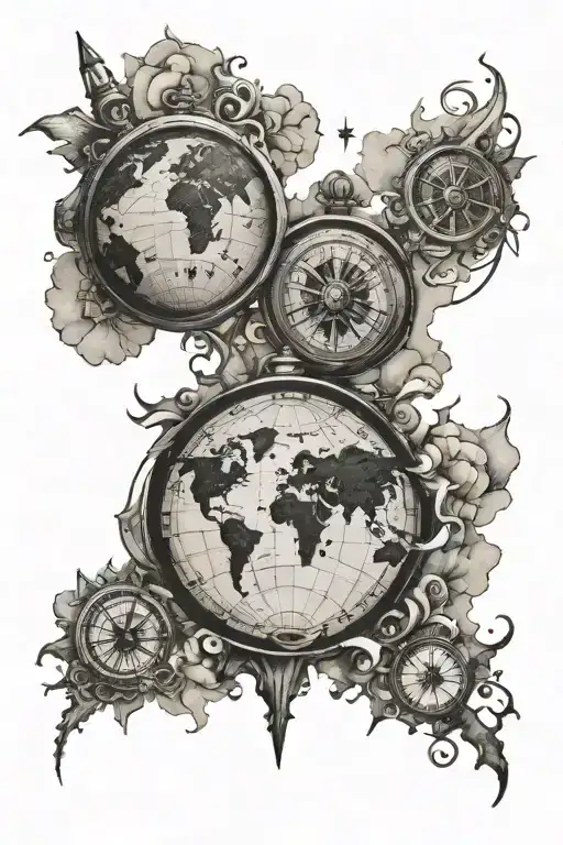 World Map & Compass & Wonderlust Travel Space