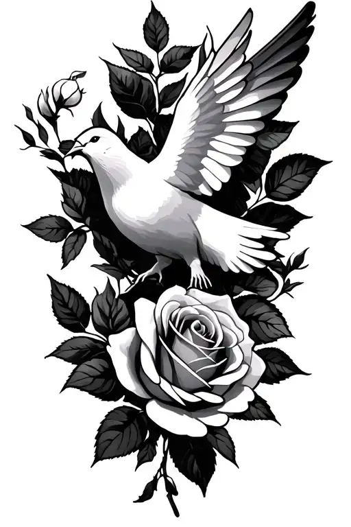 Roses Surrounding Dove
