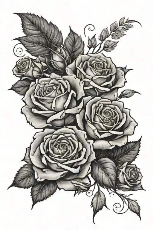 Roses And Date Of Birth In Roman Numerals Surrounded