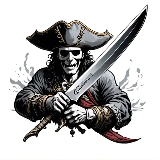 Pirate With Knife Surrounded