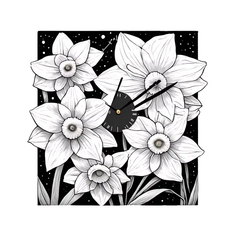 Daffodil Aries Pisces Constellation Clock Face
