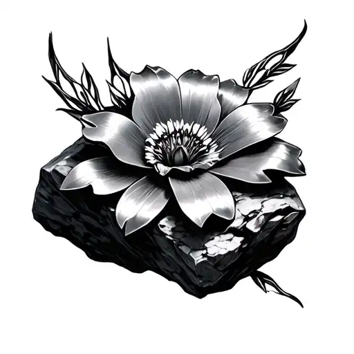 Rock With A Metal Flower Wrapped Around It