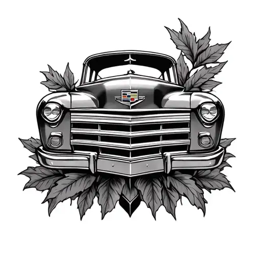Old Cadillac Emblem Wit Cesar Leaves Under It