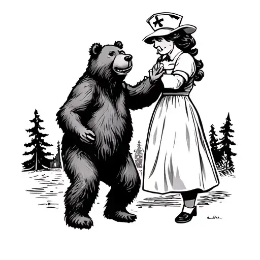 Smokey Bear Dancing With Old School Nurse