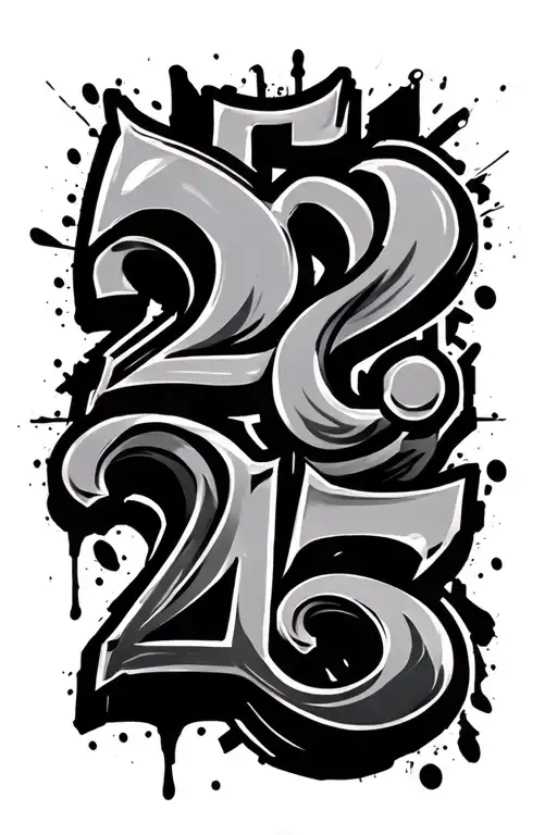 Numbers 215 Graffiti Inspired Design Incorporating Elements