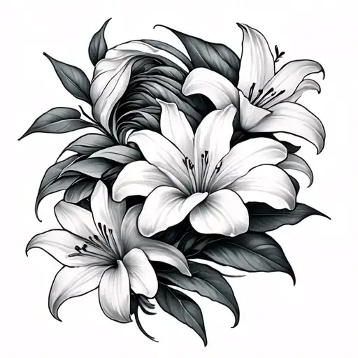 Bella Donna Intertwined With Lily Flower