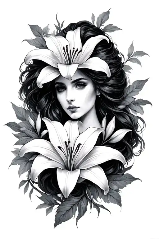 Bella Donna Intertwined With Lily Flower