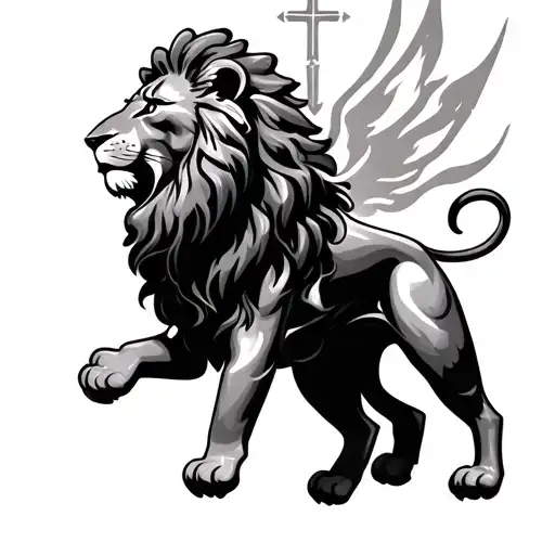Religious Lion Tattoo Design