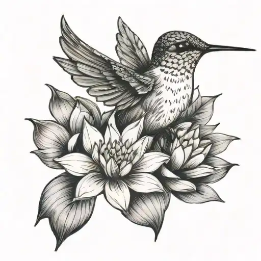Hummingbird With Lotus