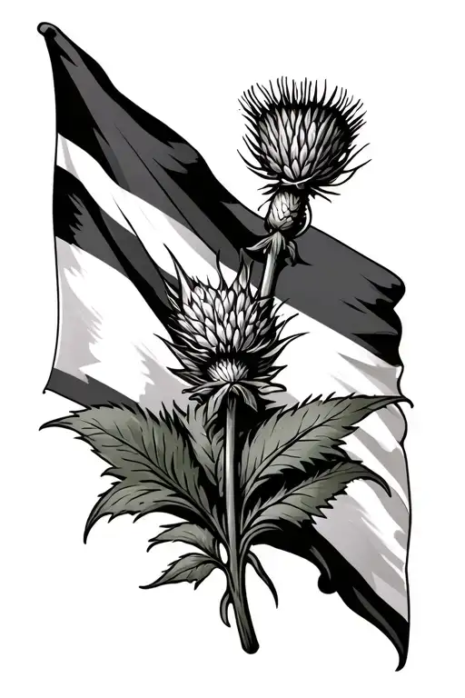 Scotland Flag And Thistle