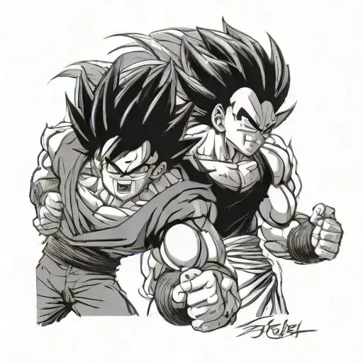 Super Says In Goku And Makin Vegeta About To Punch Each Other In The Face