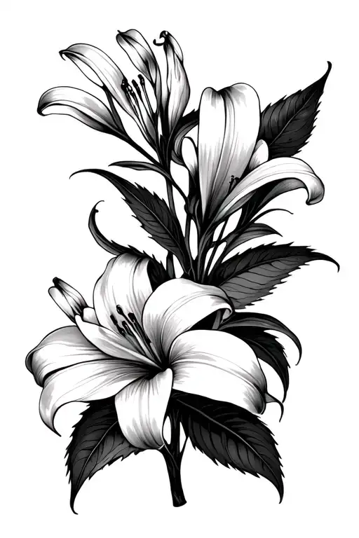 Atropa Belladonna Flower Intertwined With A White Belladonna Lily Flower