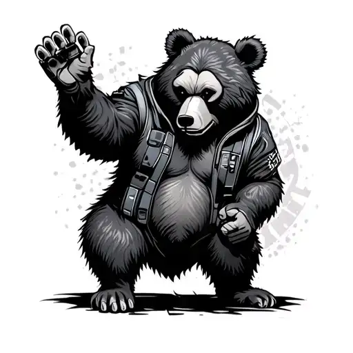 Cyberpunk Hacker Bear In A Neo Traditional And Graffiti Inspired Design