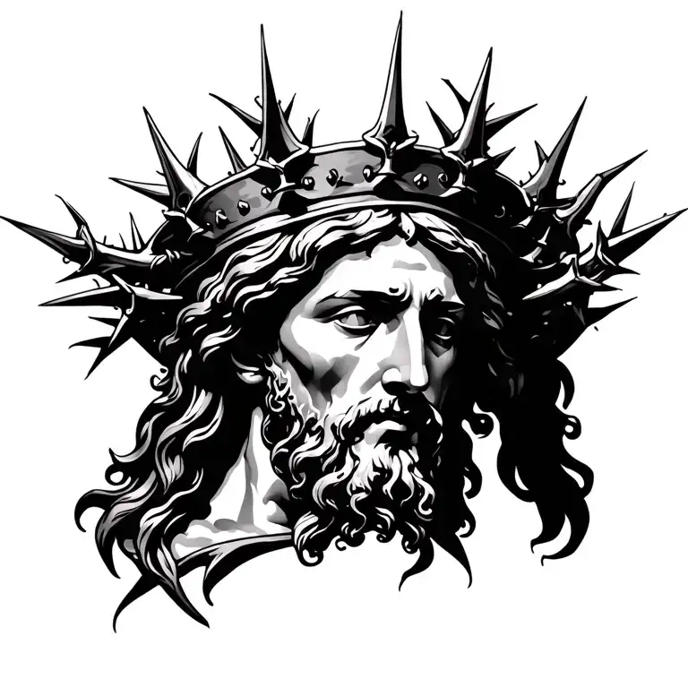 Christ Head With Thorns And Crown Traditional