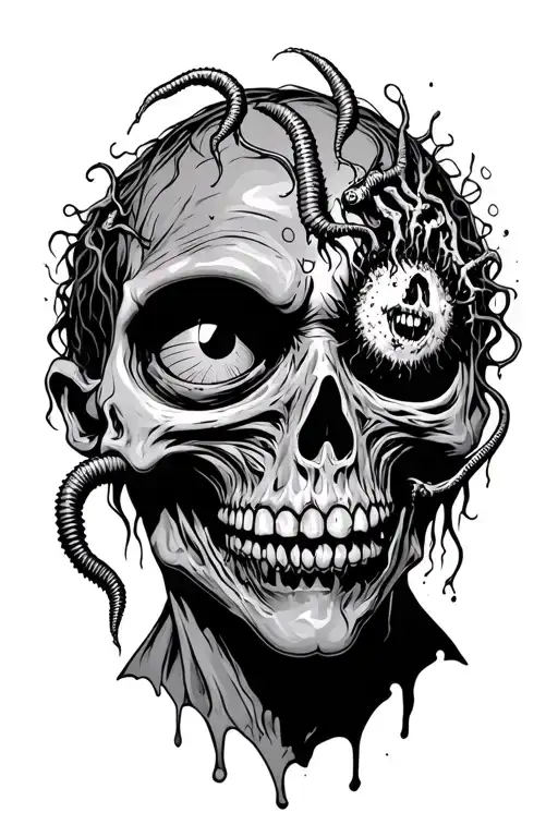 Death Zombie With Worms Coming Out Of Eye