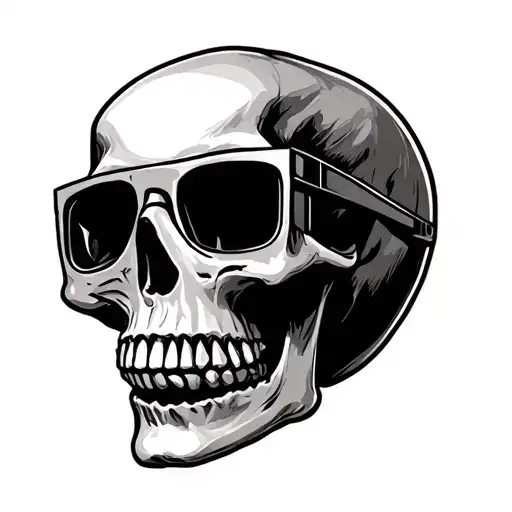 Skull With Rectangle Glasses