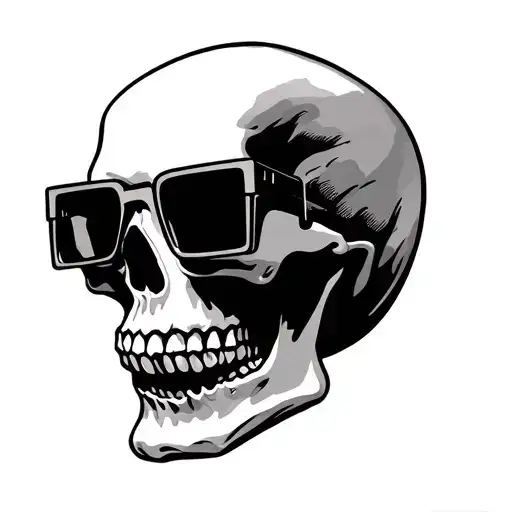 Skull With Rectangle Glasses Facing Forward