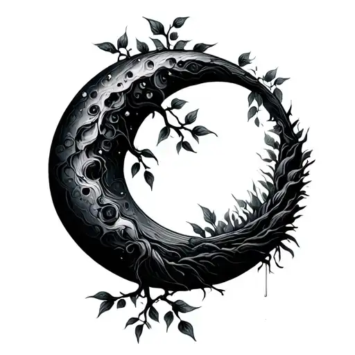 Willow Tree Crescent Moon Shining