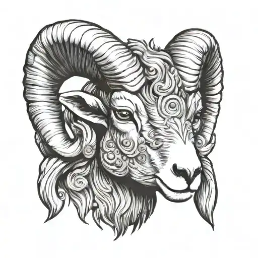 Ram Head Cute Eyes Closed