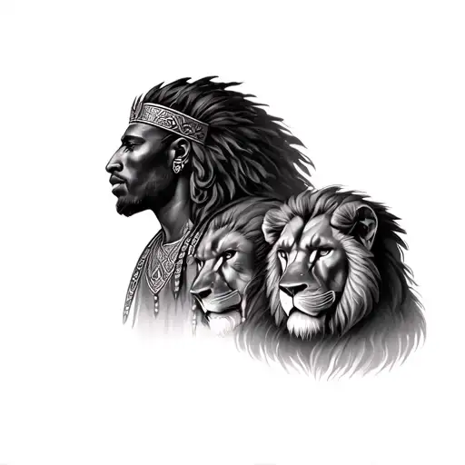 Mansa Musa African Warrior With Three Lion Head