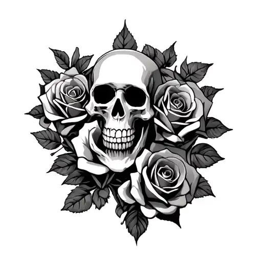 Roses W Skulls Surrounded