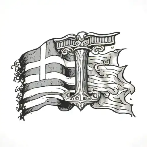 Greek Flag With Uzi Spray Paint