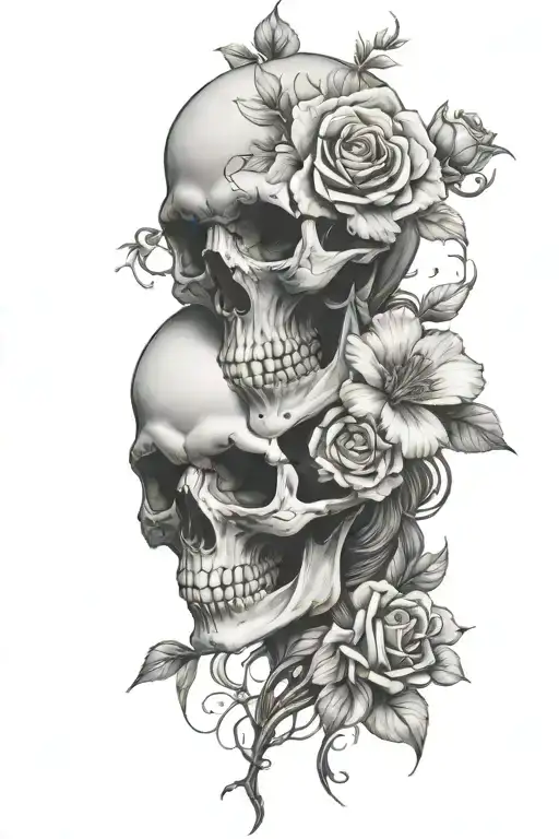 Skull And Woman Grow Flowers