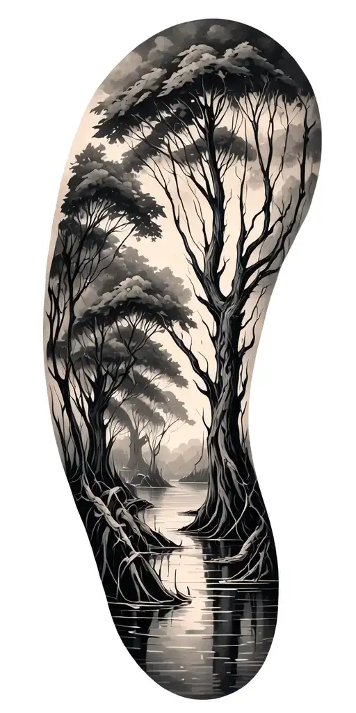 Swamp With Trees And Vines